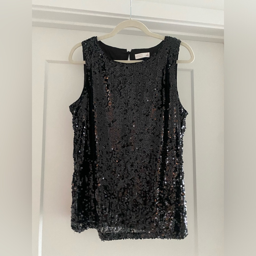 LC Lauren Conrad Black Sequin Sleeveless Tank Top
